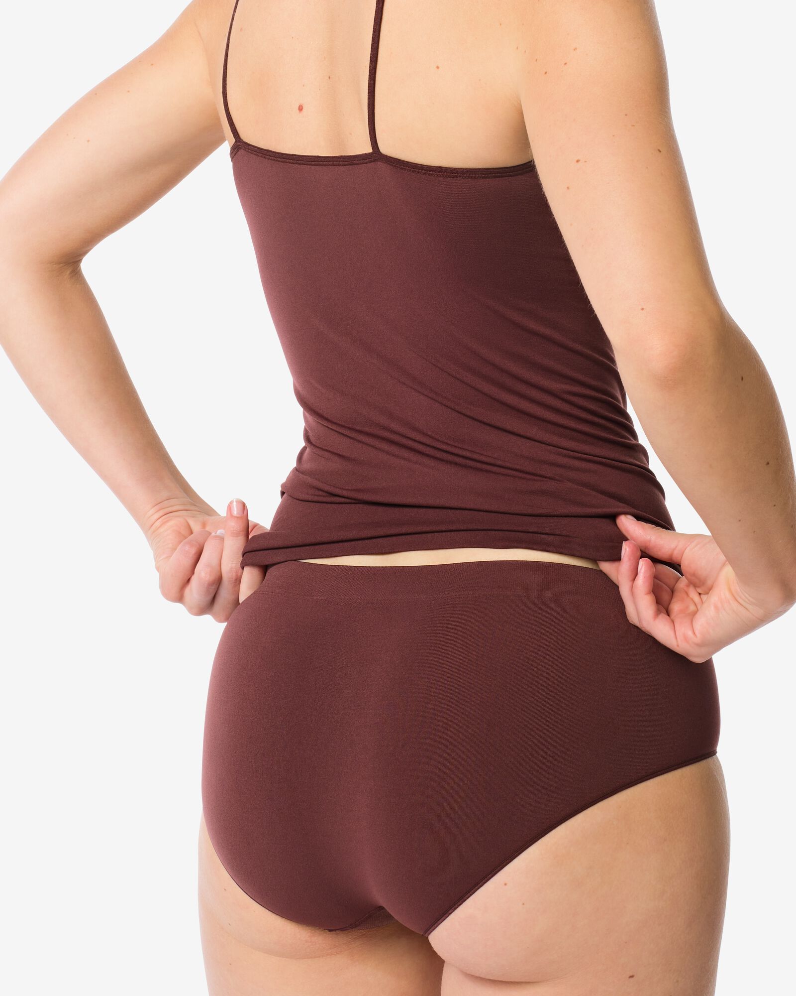slip hipster femme sans couture microfibre marron fonc&eacute; - 19601534DARKBROWN - HEMA