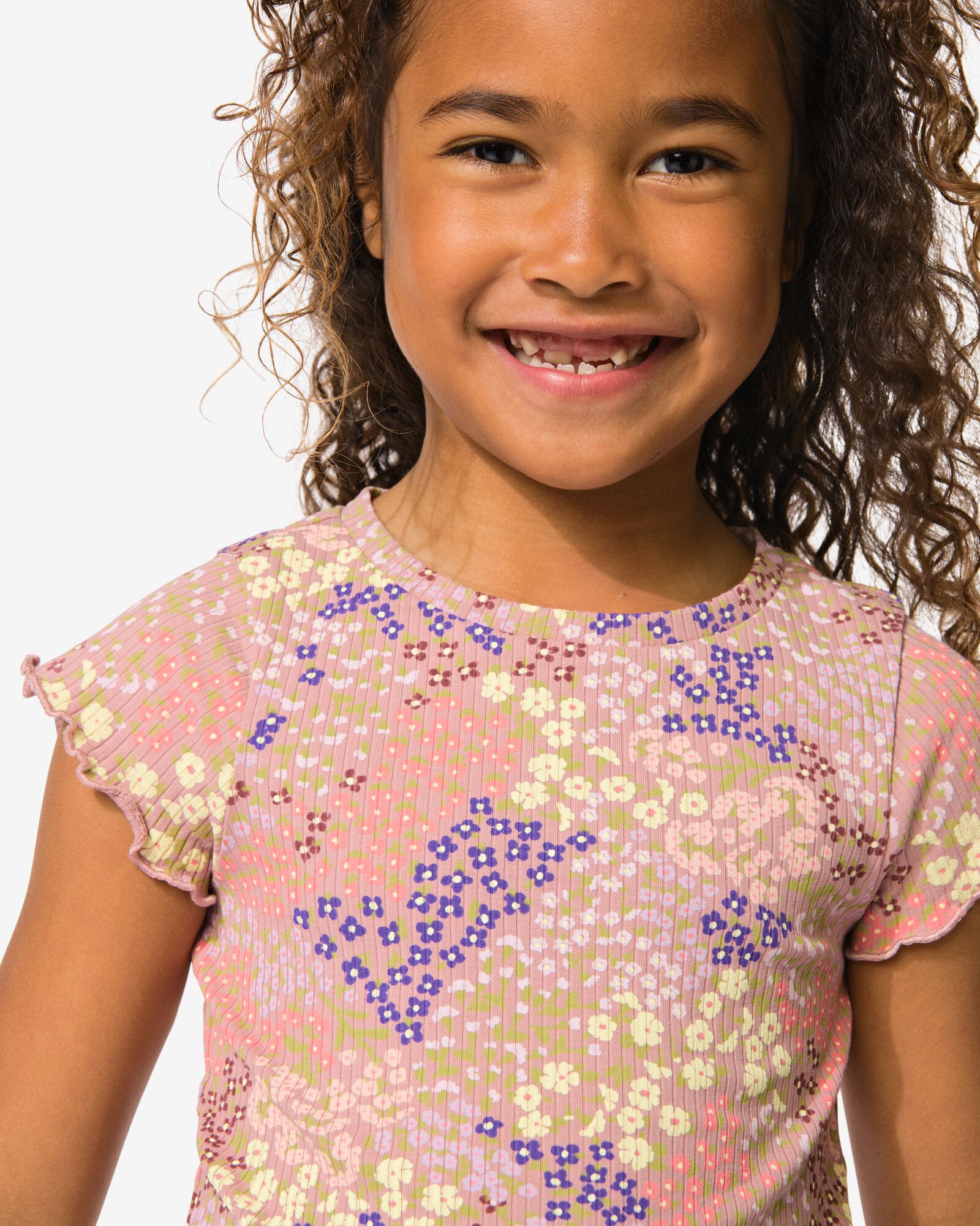 t-shirt enfant jersey fleurs vieux rose vieux rose - 30866407OLDPINK - HEMA