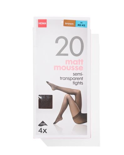 panty 20 denier glans - 4 stuks bruin bruin - 4060115BROWN - HEMA