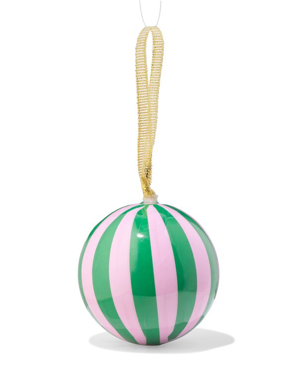Christbaumkugel 6 cm Papier, breite Streifen in Lila-Grün - 25100238 - HEMA