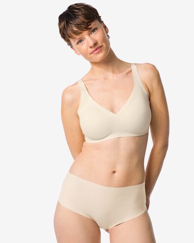 slip femme taille haute microfibre c&ocirc;tel&eacute; confort ultime naturel - 19602635NATURAL - HEMA