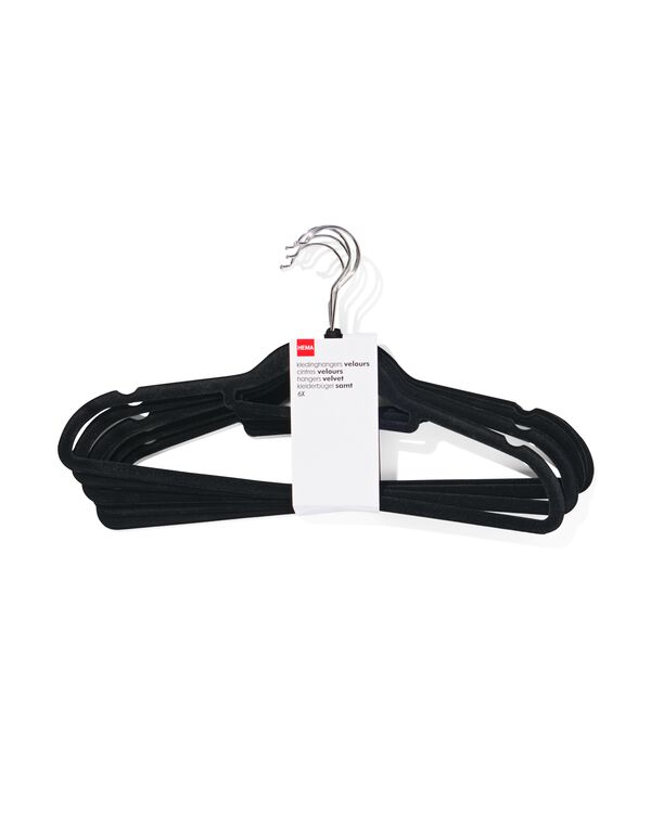 6er-Pack Kleiderb&uuml;gel, Velours, schwarz - 39800017 - HEMA
