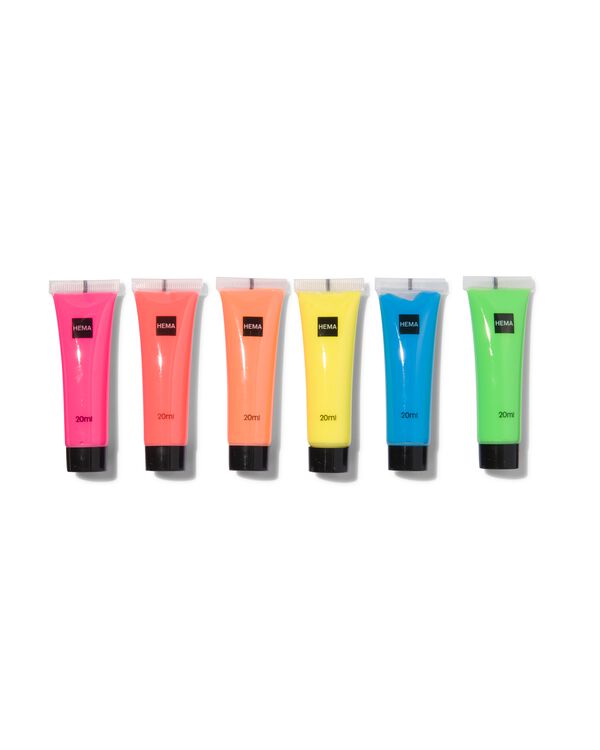 Acrylfarbe, Neon, 6 x 20 ml - 60720098 - HEMA
