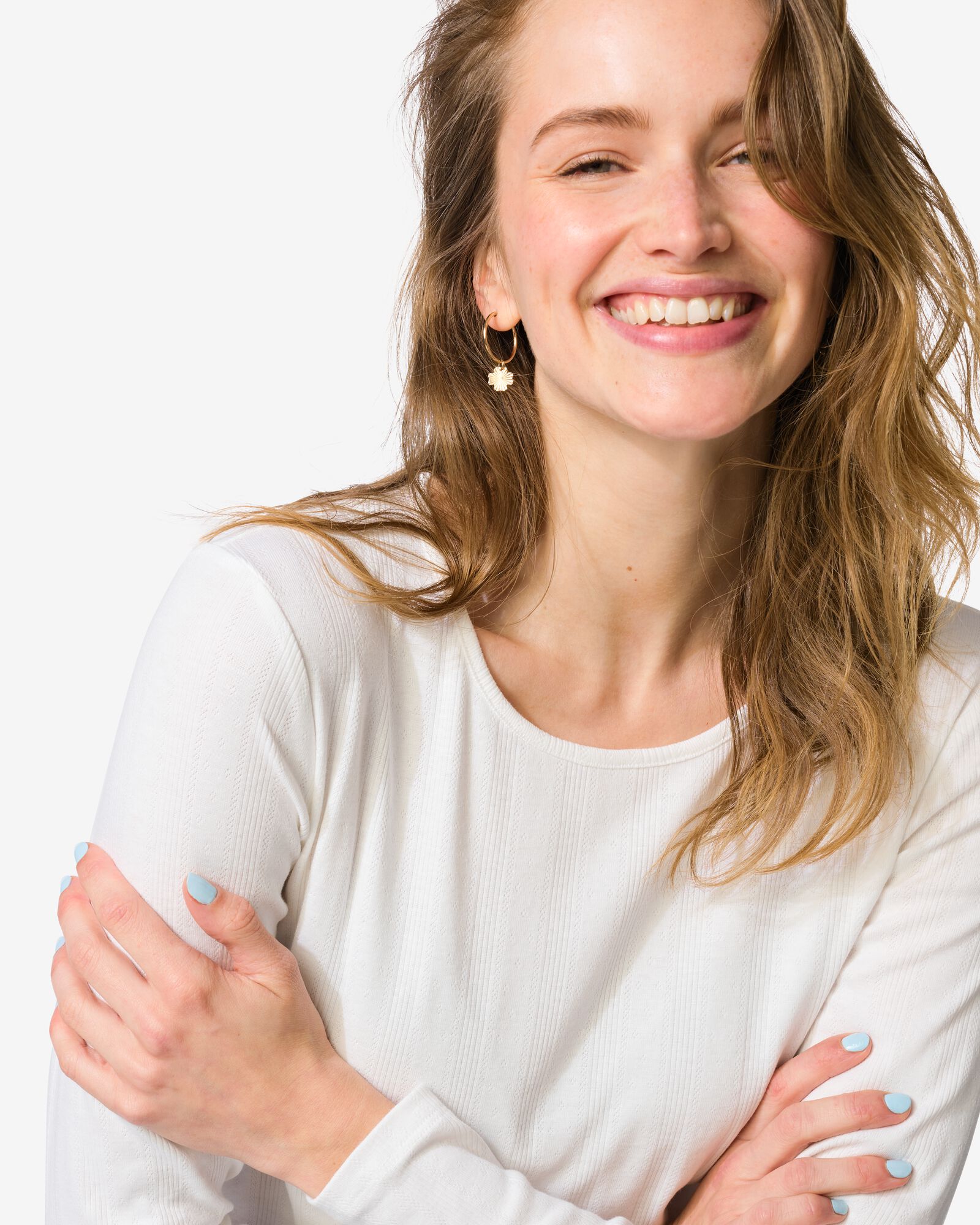 t-shirt femme Colette ajour&eacute; blanc blanc - 36207480WHITE - HEMA