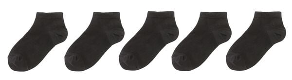 socquettes enfant en coton - 5 paires noir noir - 1000002041 - HEMA