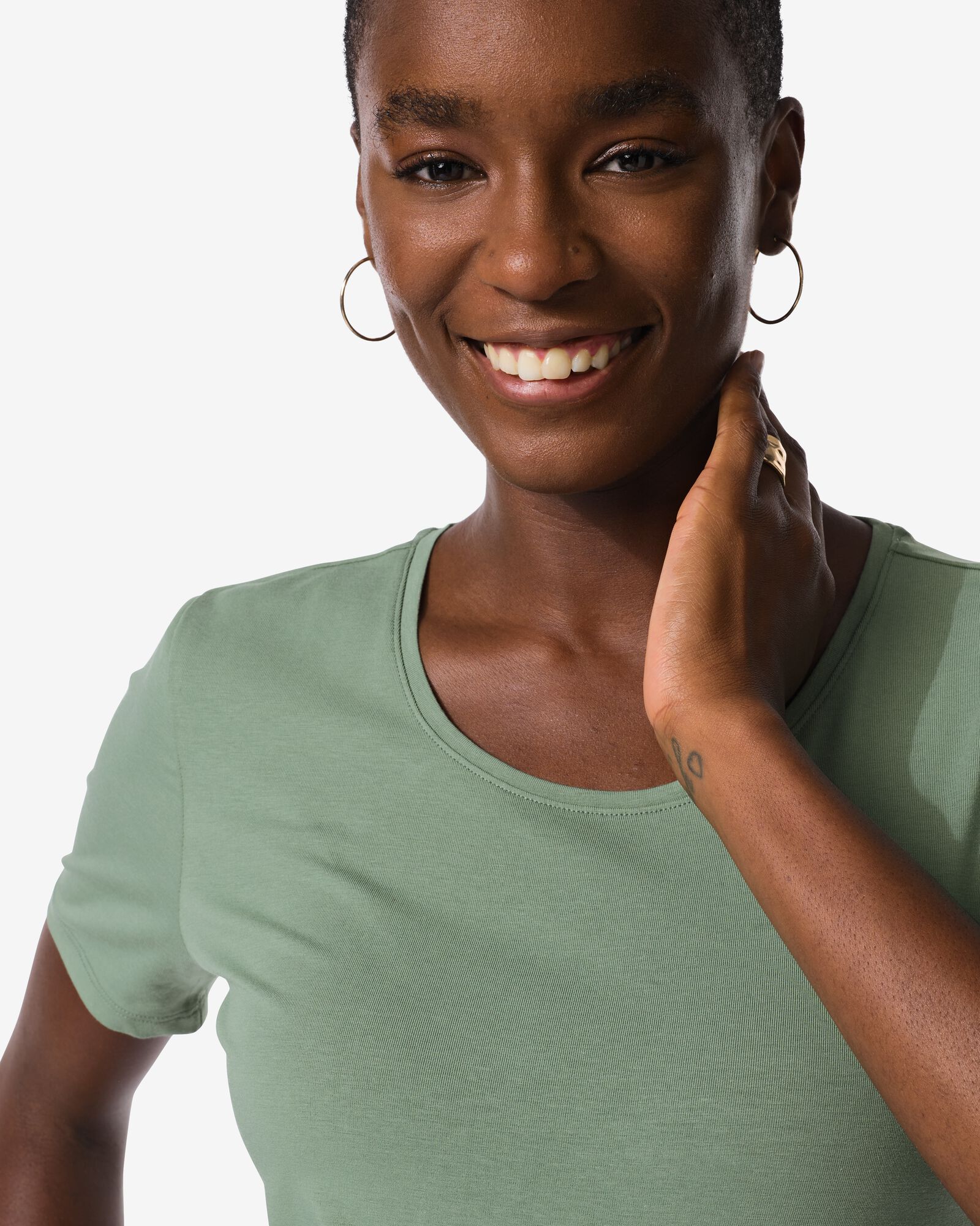 Damen-T-Shirt, Basic, Rundhalsausschnitt gr&uuml;n gr&uuml;n - 36300270GREEN - HEMA