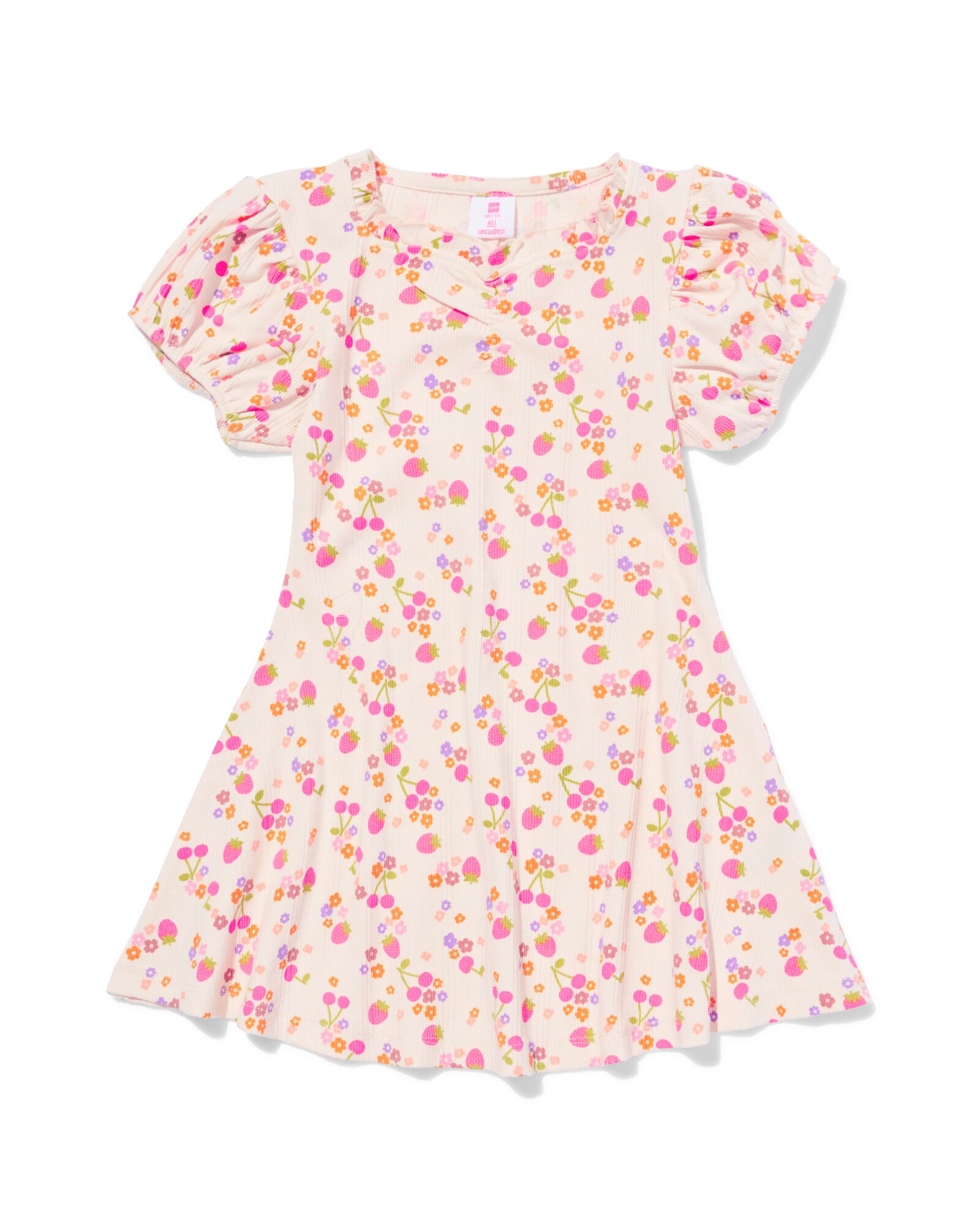robe enfant trap&egrave;ze c&ocirc;tel&eacute;e &agrave; fraises &eacute;cru &eacute;cru - 30823003ECRU - HEMA