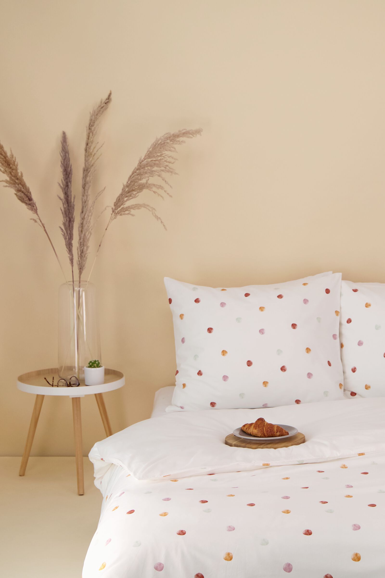 housse de couette petit lit - 120x150 - coton doux pois blanc - 5720177 - HEMA