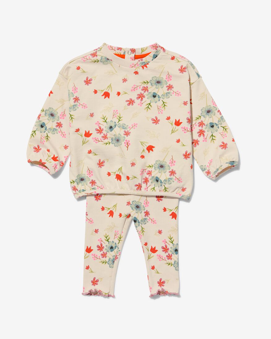baby kledingset trui en legging bloemen ecru ecru - 33004450ECRU - HEMA