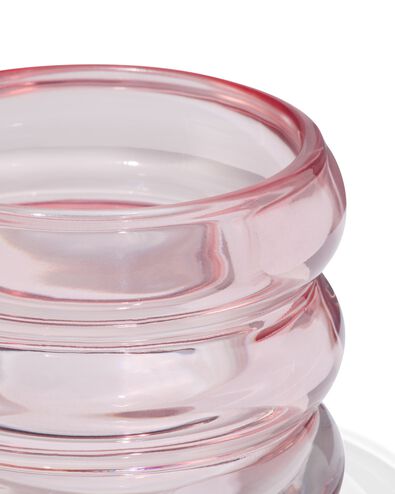 Teelichthalter, Glas mit Ringen, Ø 8 x 6 cm, rosa - 13323113 - HEMA