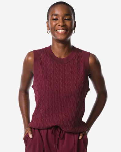 gilet femme &agrave; torsades Rosie bordeaux - 36201650BURGUNDYRED - HEMA
