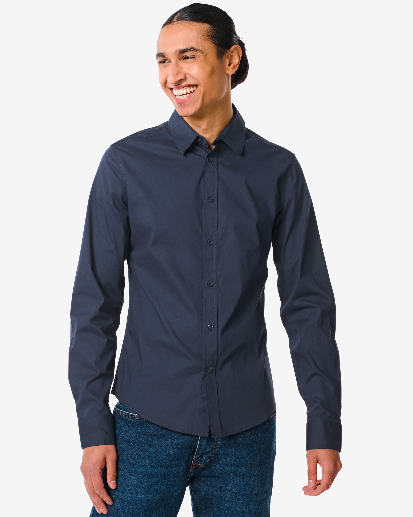 Herren-Oberhemd, Baumwolle dunkelblau - 2113250DARKBLUE - HEMA