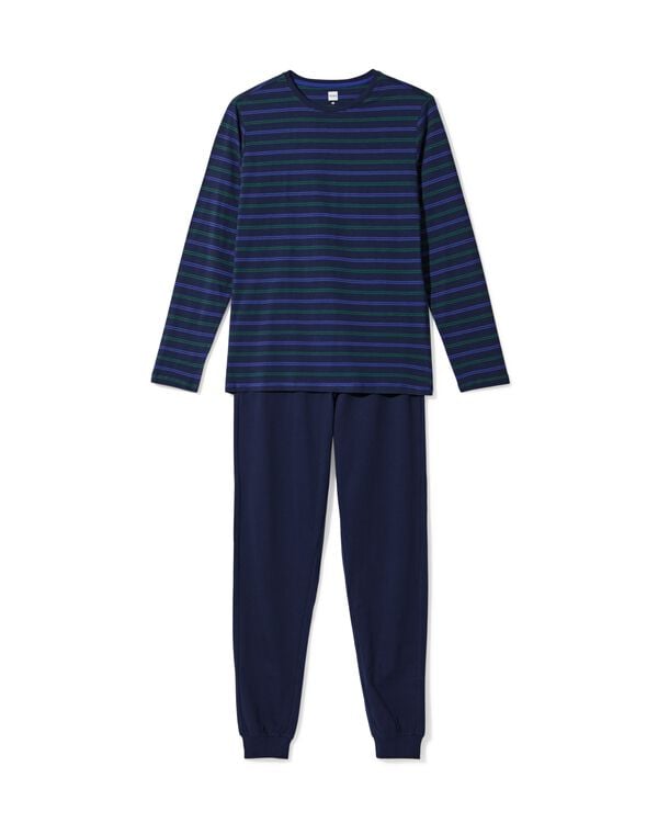 pyjama rayé homme bleu foncé bleu foncé - 23600020DARKBLUE - HEMA