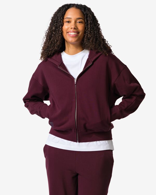 Damen-Sweatjacke bordeauxrot bordeauxrot - 36000422BURGUNDYRED - HEMA