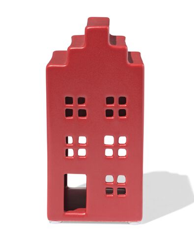theelichthouder 7x14.3x7cm keramiek huis rood - 25100220 - HEMA
