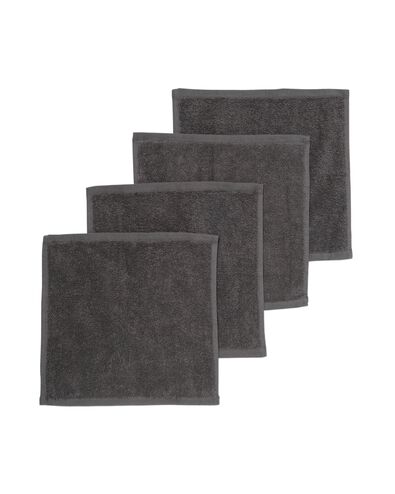 4 serviettes pour le visage 30x30 grises - qualité épaisse - 5210074 - HEMA