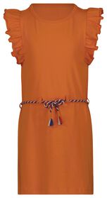 kinderjurk met ruffles en taillekoord oranje oranje - 1000027258 - HEMA