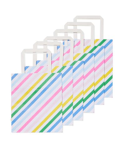 6er-Pack Geschenktaschen, Papier, 21 x 18 x 8 cm, Streifen - 14740059 - HEMA