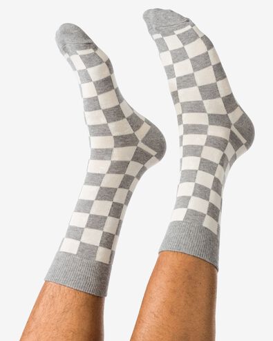 chaussettes homme carreaux gris moyen gris moyen - 4170445MIDGREY - HEMA