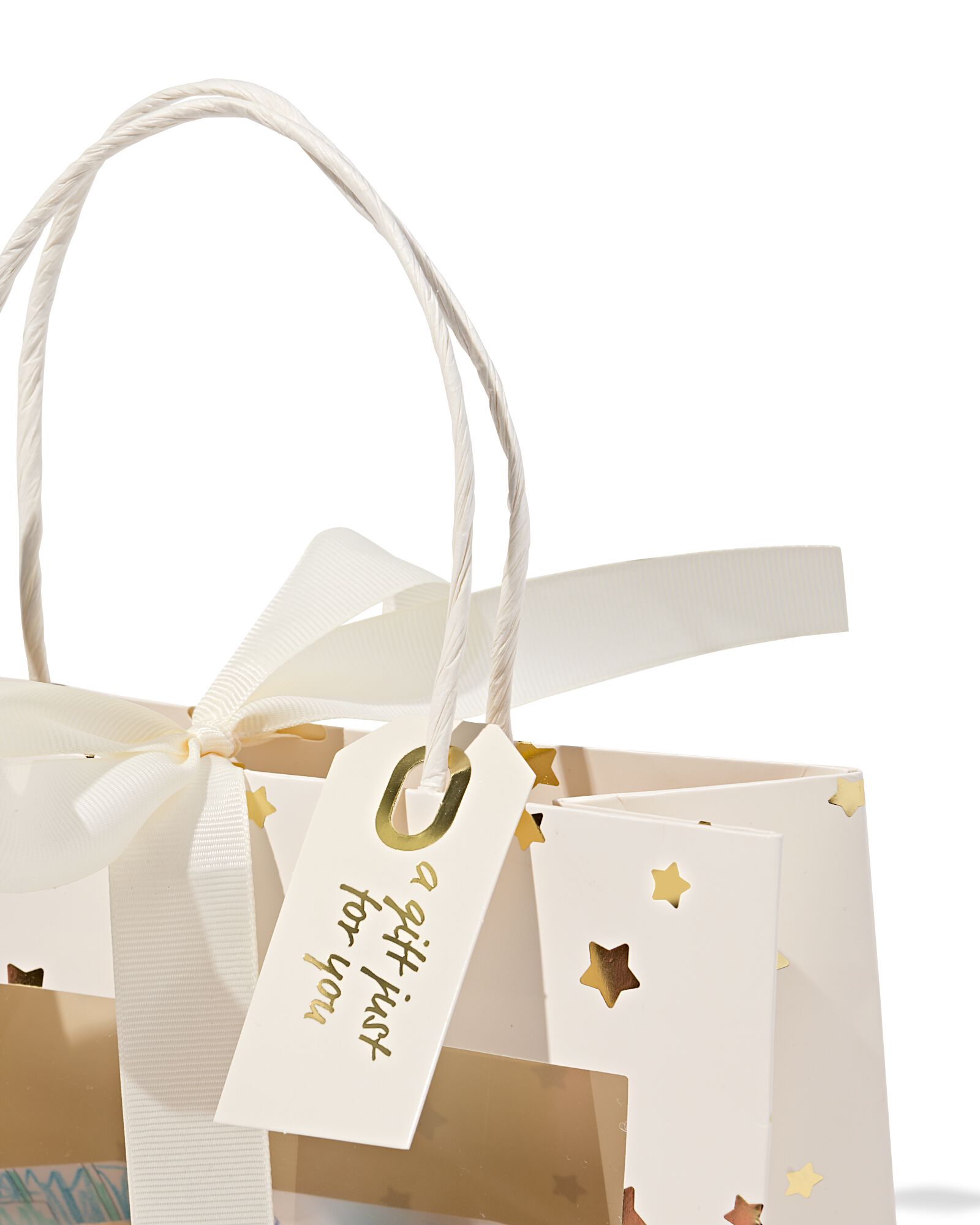 cadeautas 24x11x20cm sterren met venster goud   - 61100299 - HEMA