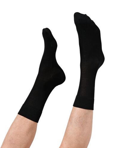2er-Pack Herren-Socken, glänzende Baumwolle schwarz 39/42 - 4105701 - HEMA