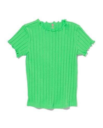 t-shirt enfant avec côtes vert 158/164 - 30834053 - HEMA