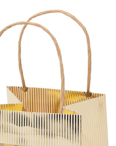 cadeautasje met venster 10x11x11cm wit strepen goud - 61100429 - HEMA