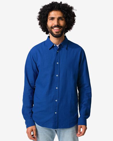 herenoverhemd Louis felblauw felblauw - 2131750BRIGHTBLUE - HEMA