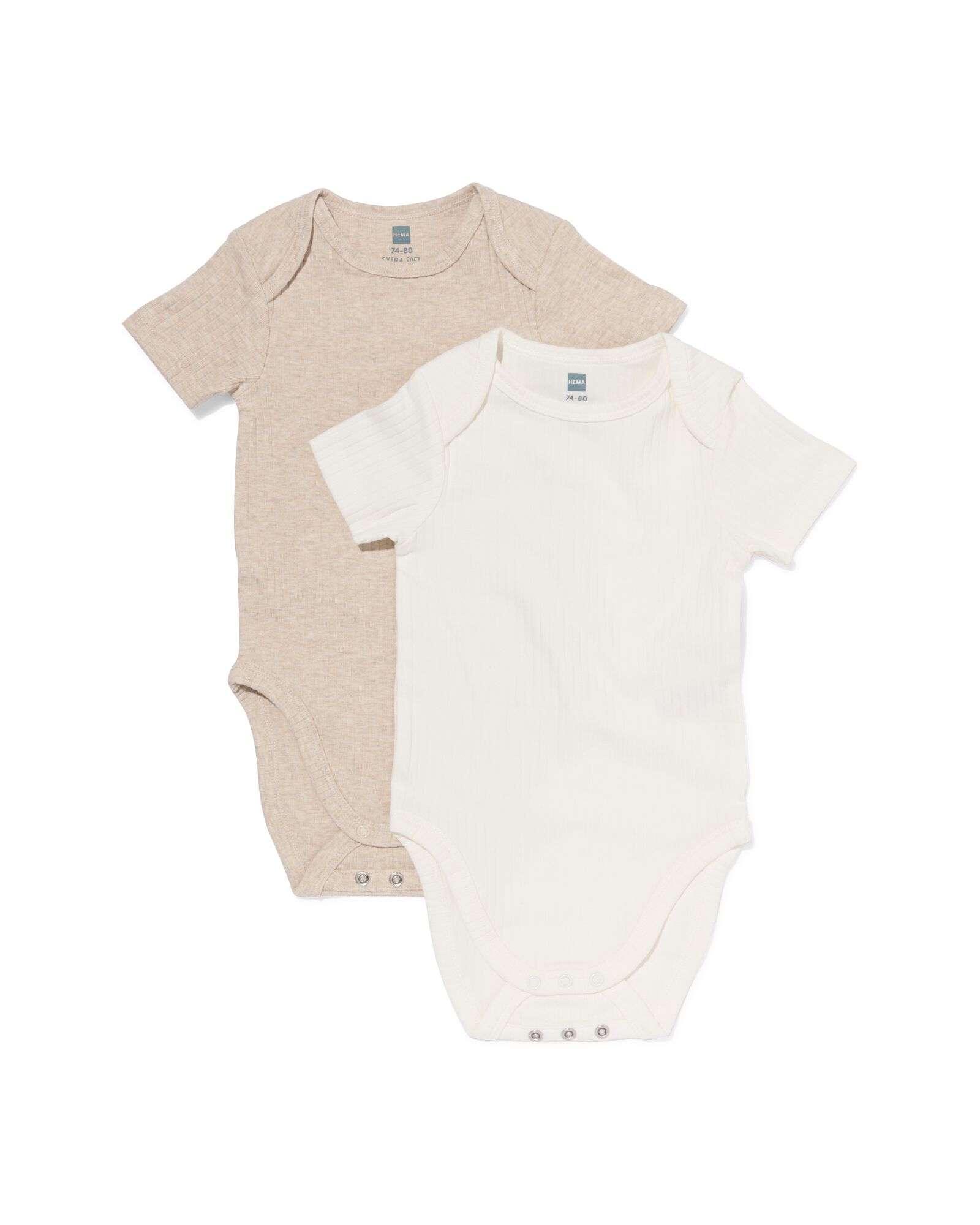Mitwachsender Baby-Strampler LENZING&trade; ECOVERO&trade;, gerippt &ndash; 2 St&uuml;ck naturfarben naturfarben - 33309860NATURAL - HEMA