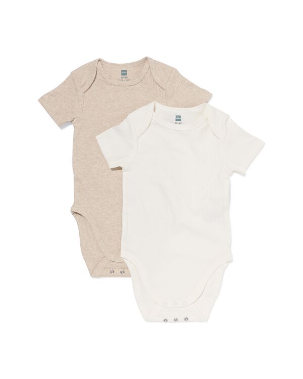 Mitwachsender Baby-Strampler LENZING&trade; ECOVERO&trade;, gerippt &ndash; 2 St&uuml;ck naturfarben naturfarben - 33309860NATURAL - HEMA