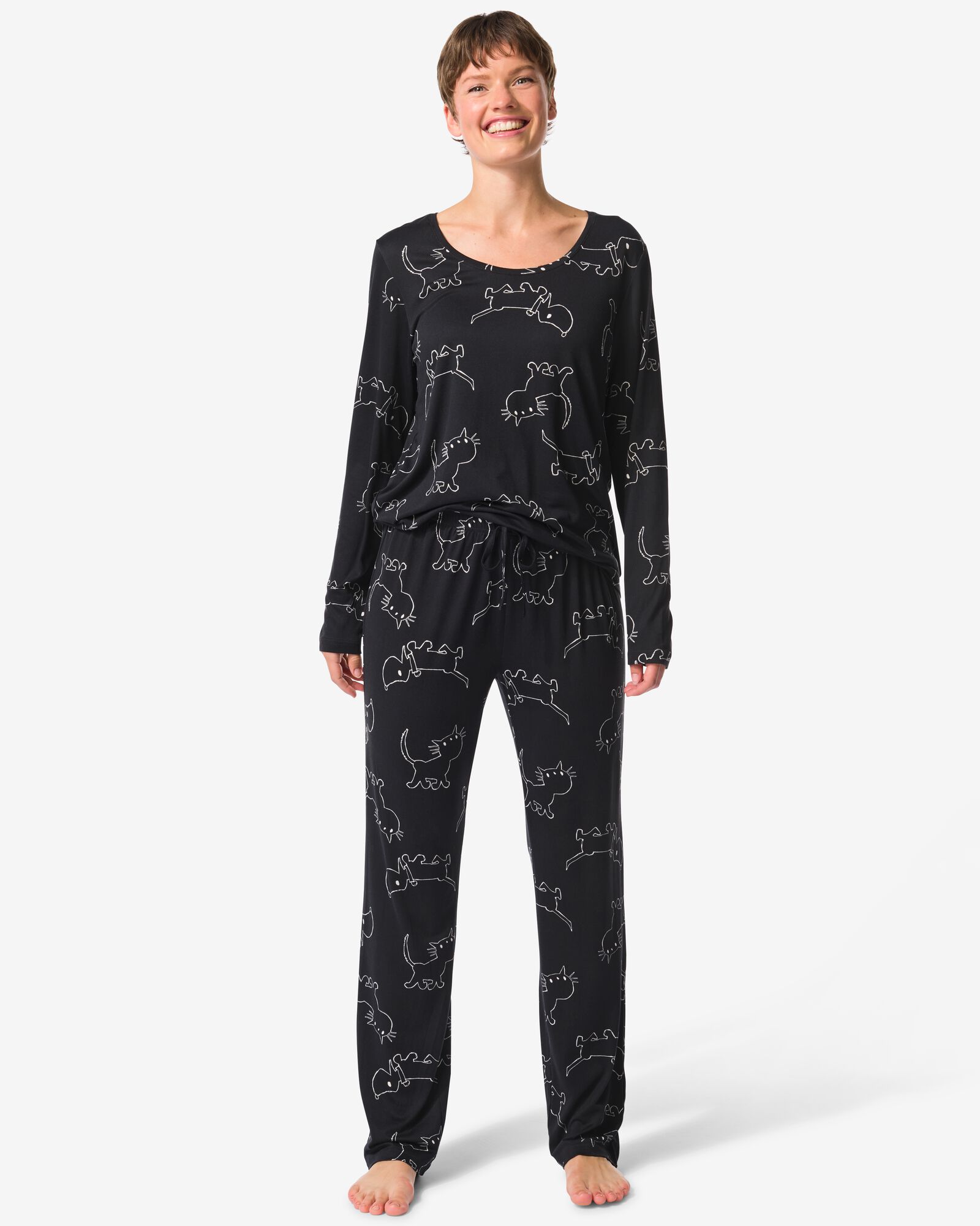 pyjama femme takkie et siepie micro noir noir - 23401180BLACK - HEMA
