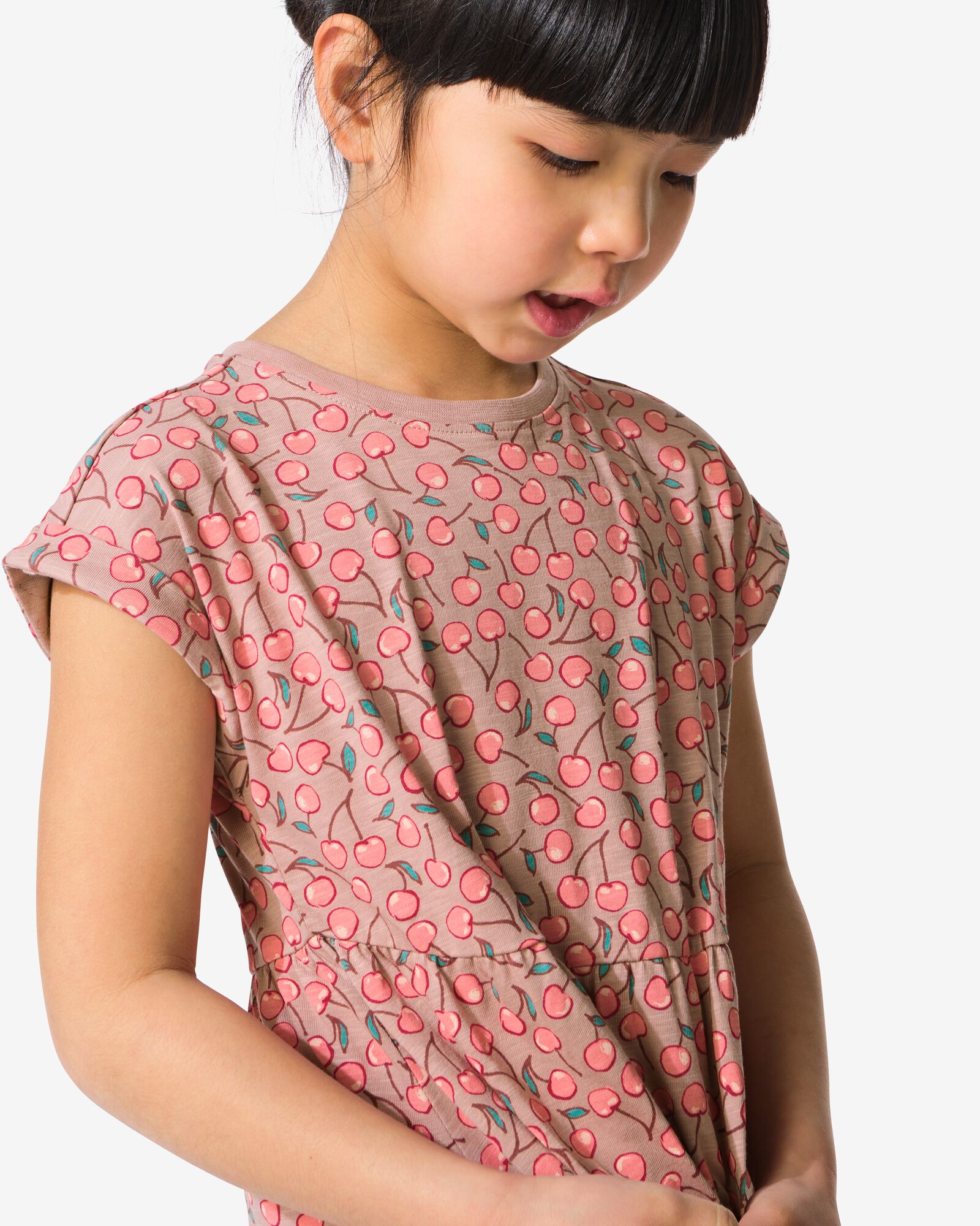 robe enfant trap&egrave;ze jersey imprim&eacute; fruits &eacute;cru &eacute;cru - 30865905ECRU - HEMA