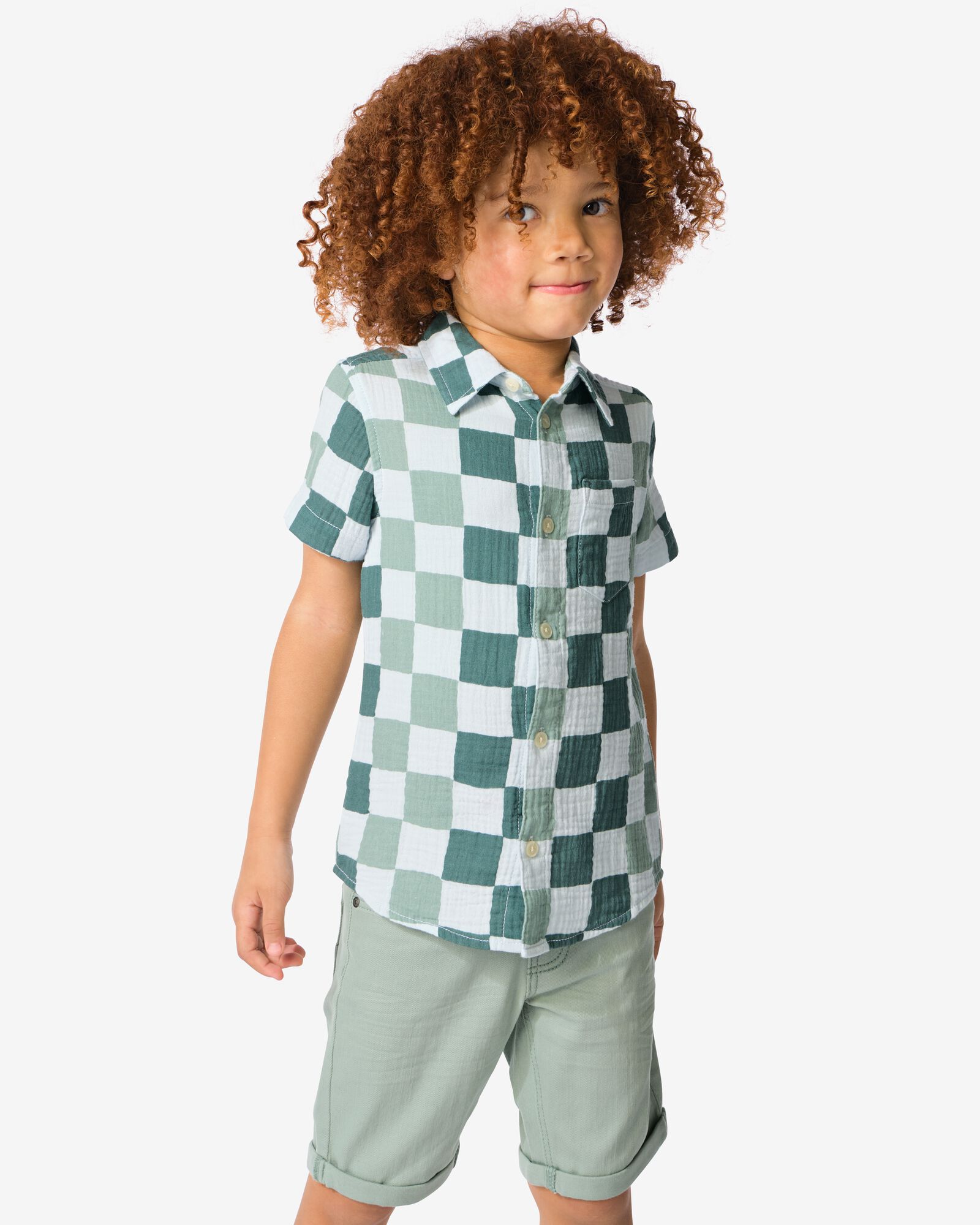 Kinderoberhemd Karos gr&uuml;n - 30740118GREEN - HEMA