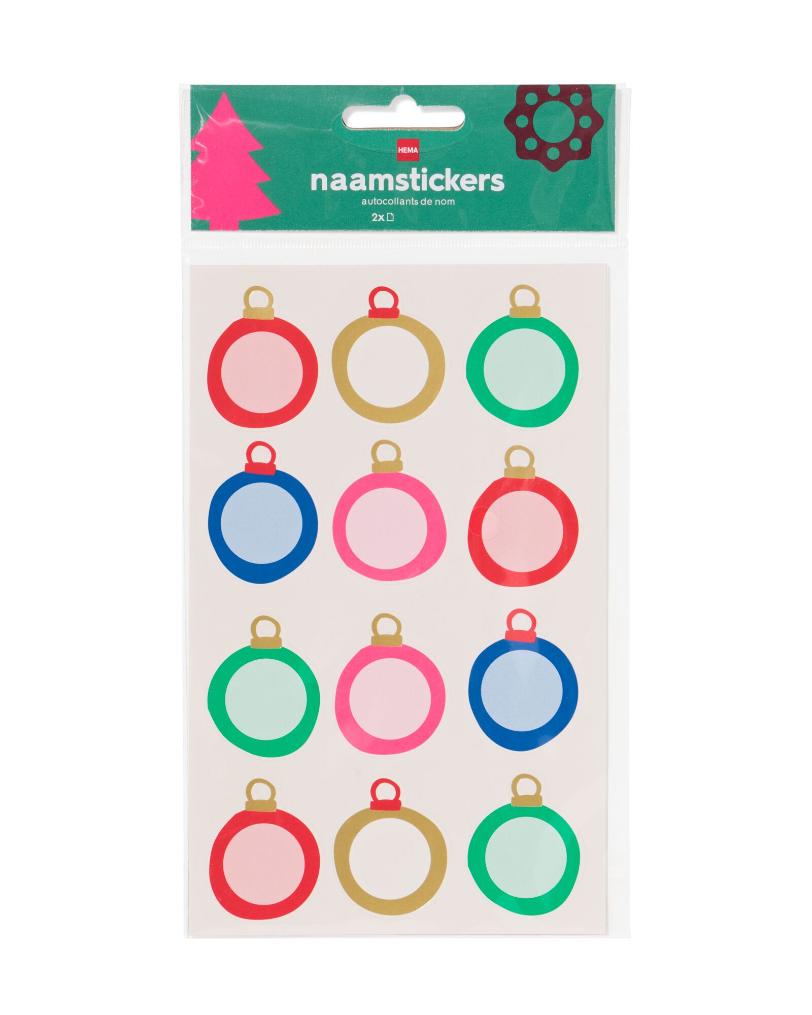 autocollants nominatifs boules de No&euml;l - 25300032 - HEMA
