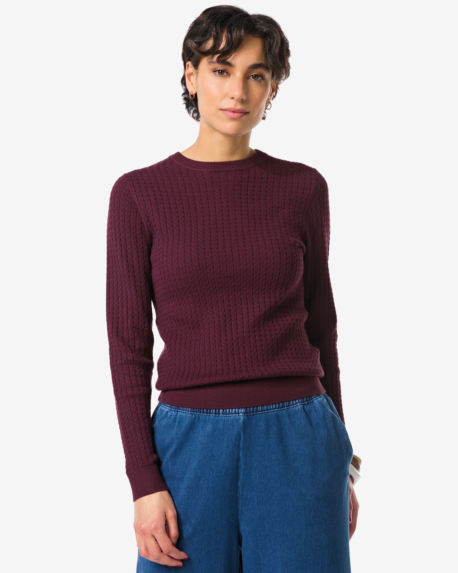 damestrui Livia kabel bordeauxrood - 36205340BURGUNDYRED - HEMA