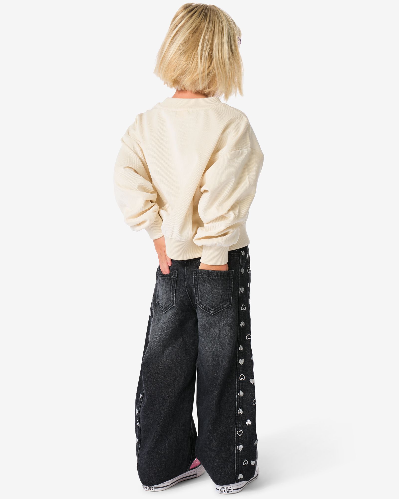 kinderjeans wide fit zwart - 30833228BLACK - HEMA