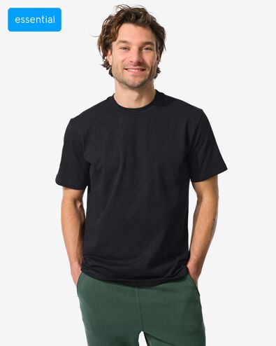 heren T-shirt Elias relaxed fit  zwart zwart - 2129970BLACK - HEMA