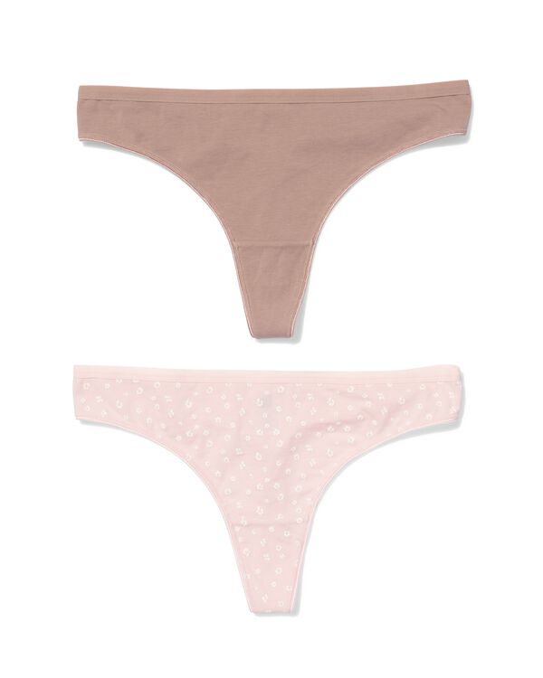 damesstrings katoen bloemen - 2 stuks lichtroze lichtroze - 19602335LIGHTPINK - HEMA