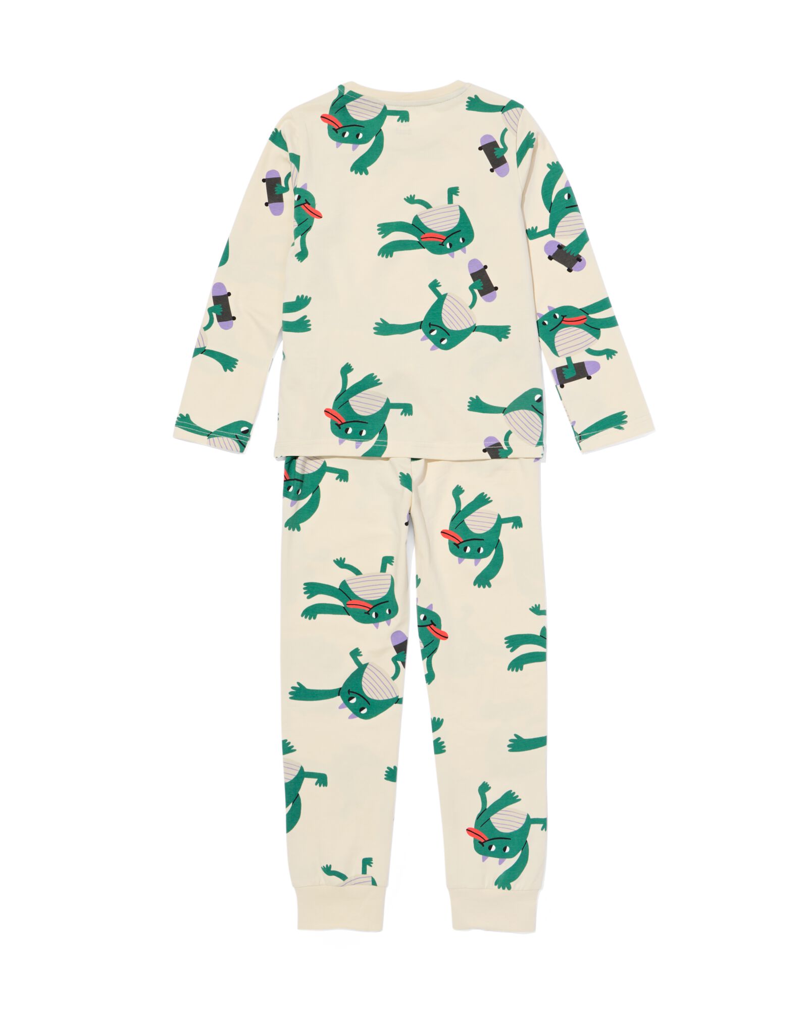 kinderpyjama monster gebroken wit gebroken wit - 23000650OFFWHITE - HEMA
