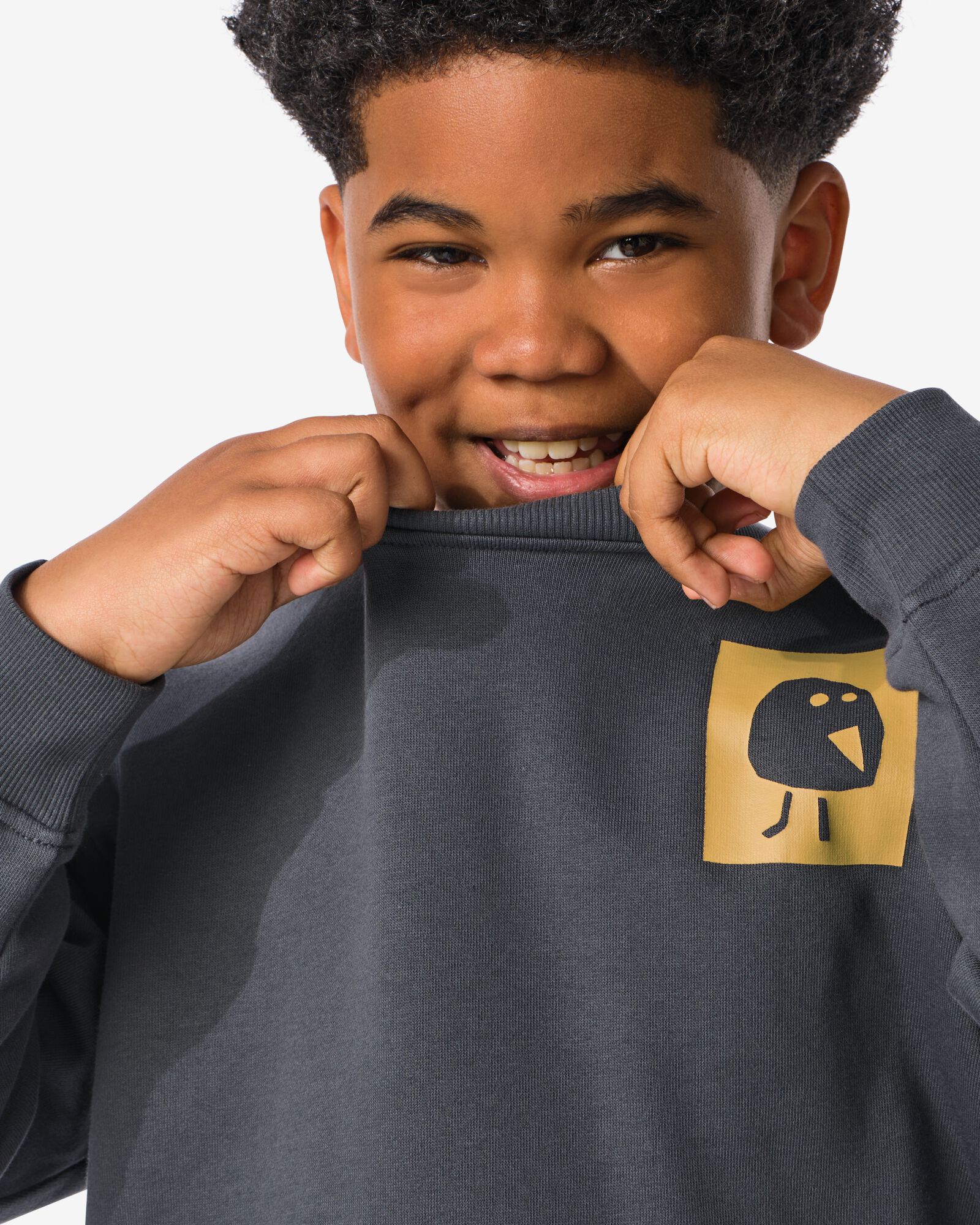 kinder sweater oversized grijs - 30787403GREY - HEMA