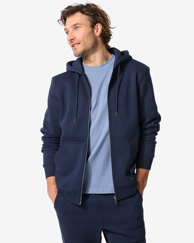 Herren-Sweatjacke mit Kapuze dunkelblau dunkelblau - 2113740DARKBLUE - HEMA