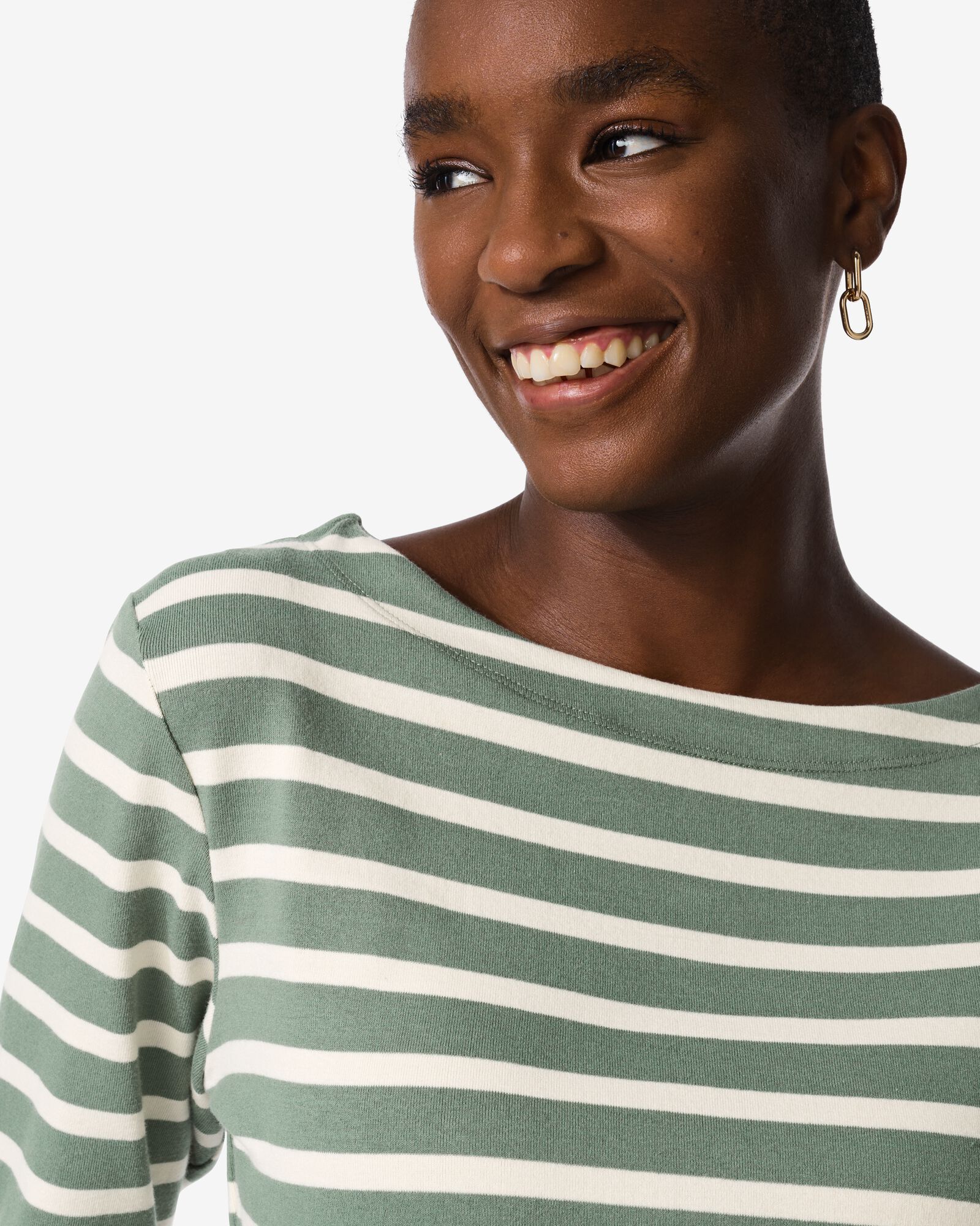 Damen-T-Shirt Cara, gestreift gr&uuml;n - 36300950GREEN - HEMA