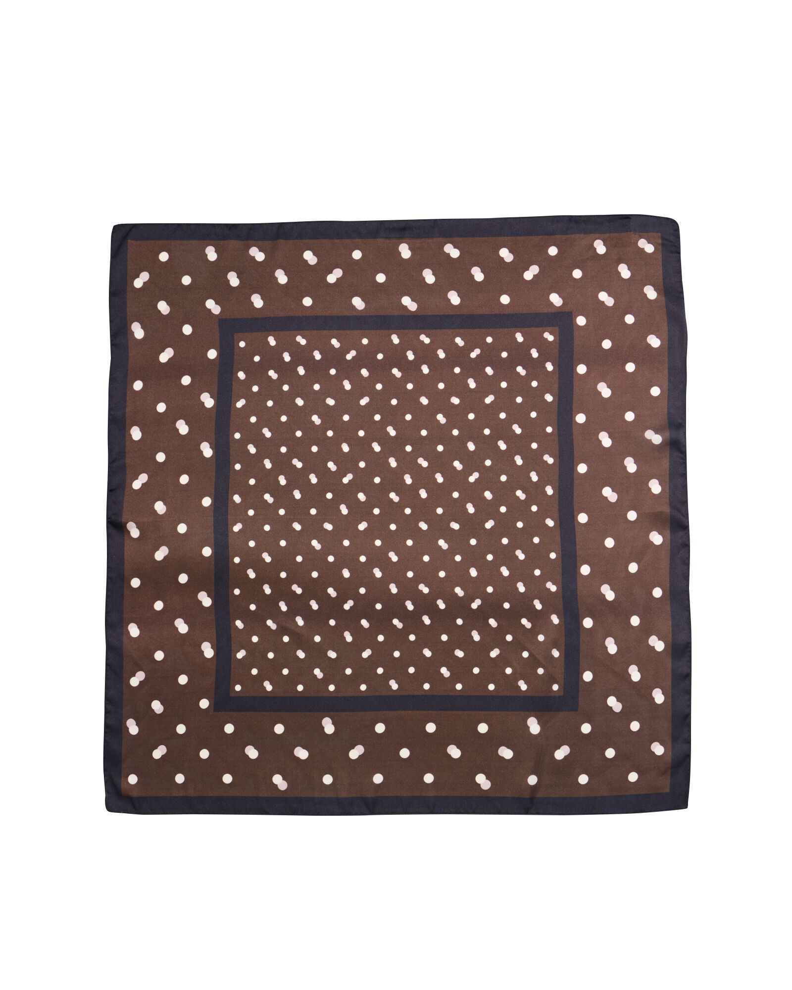 damessjaal 80x80cm satijn stippen bruin-zwart - 1760184 - HEMA