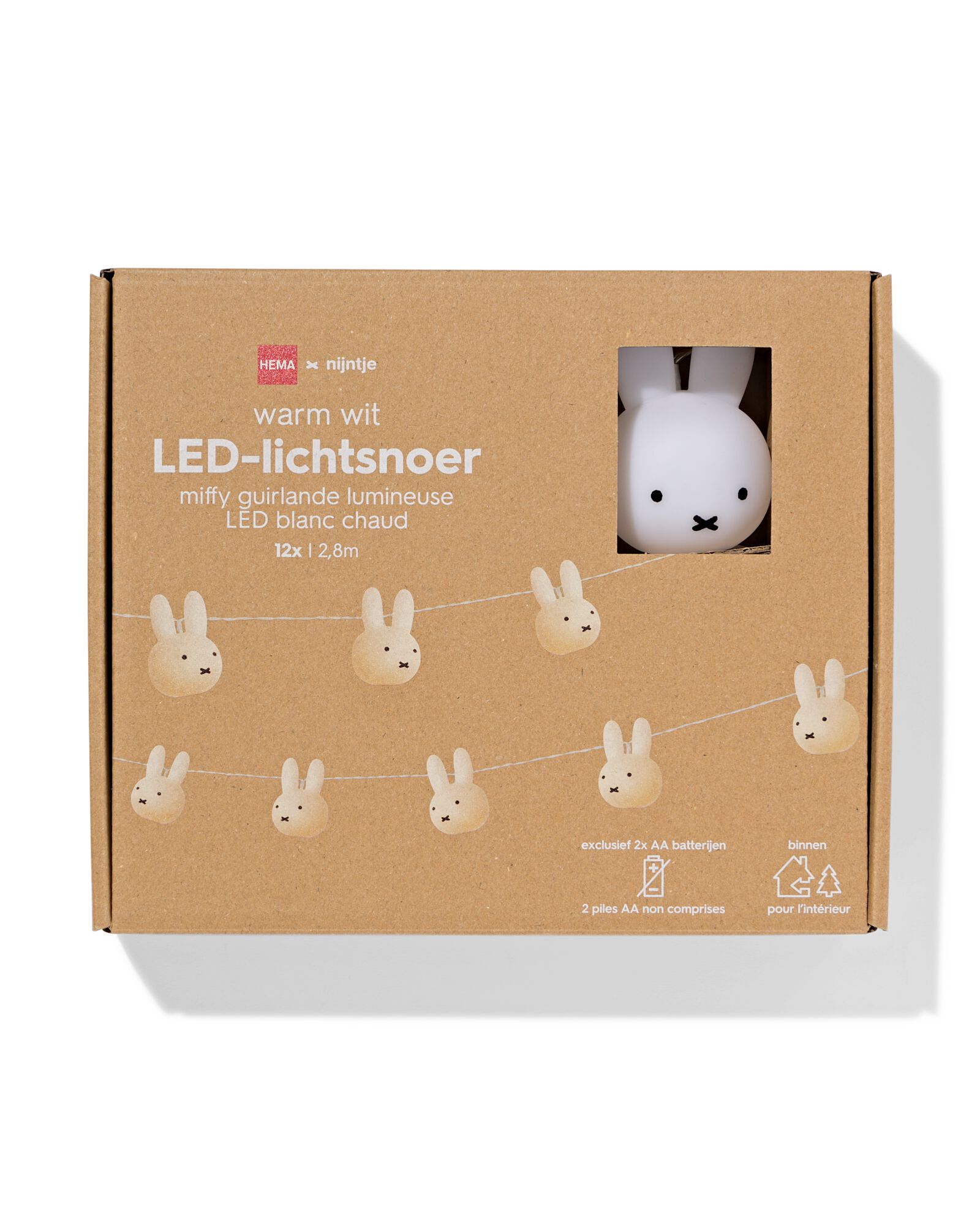 guirlande lumineuse Miffy 2,8 m avec 12 têtes blanc chaud pour l'intérieur - 60410305 - HEMA
