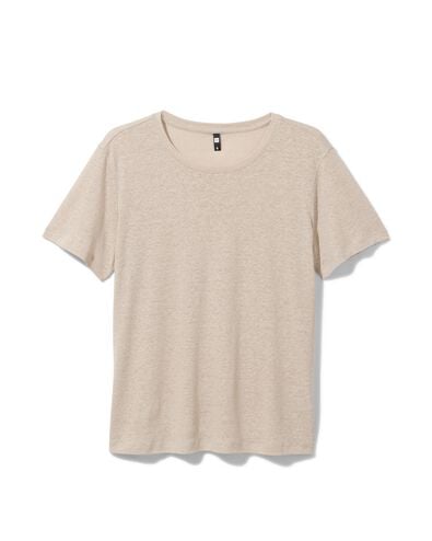 Damen-T-Shirt Annie, mit Leinen beige XL - 36226764 - HEMA