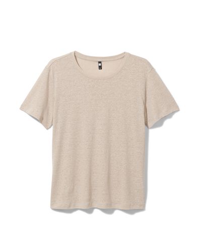 dames t-shirt Annie met linnen beige XL - 36226764 - HEMA