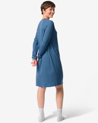damesnachthemd wafel middenblauw middenblauw - 23400530MIDBLUE - HEMA