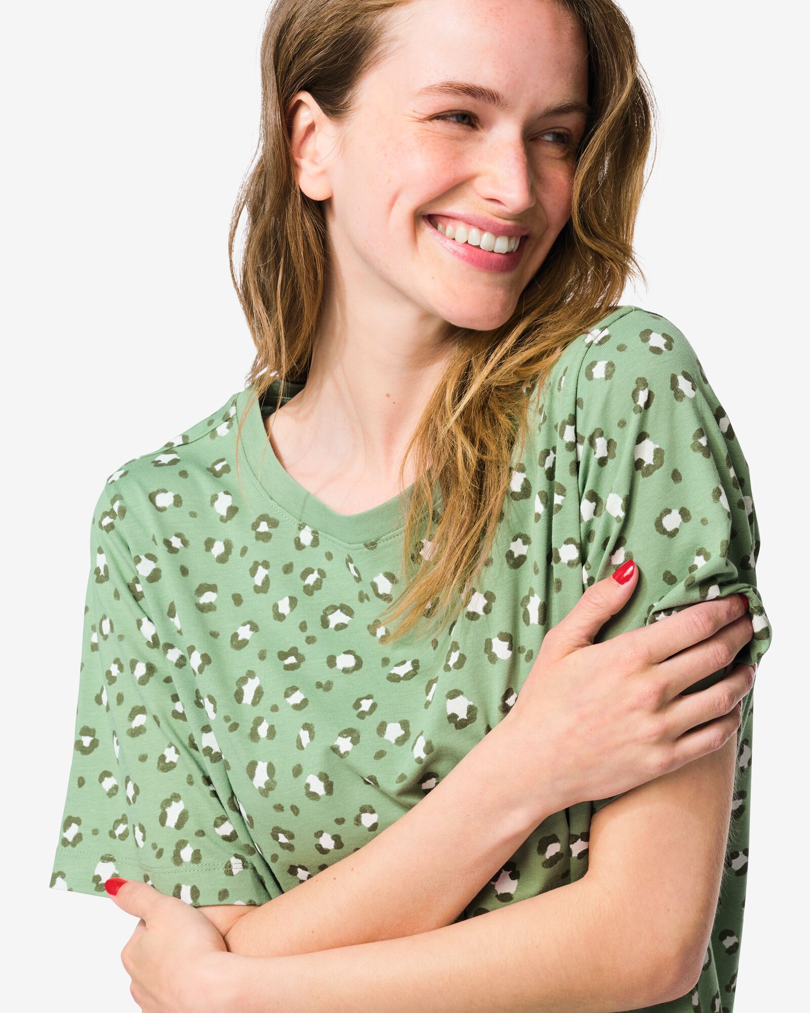 nuisette femme jersey l&eacute;opard vert vert - 23401325GREEN - HEMA