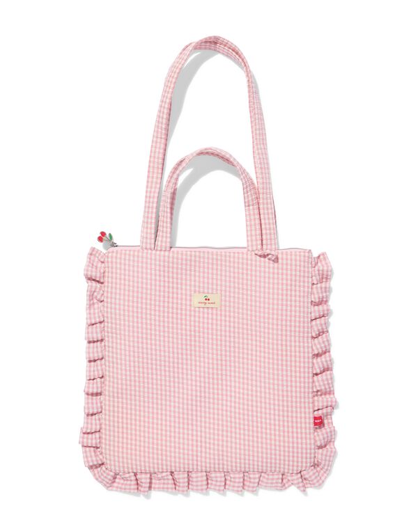 tas 36x37.5cm seersucker ruches ruiten - 61104518 - HEMA