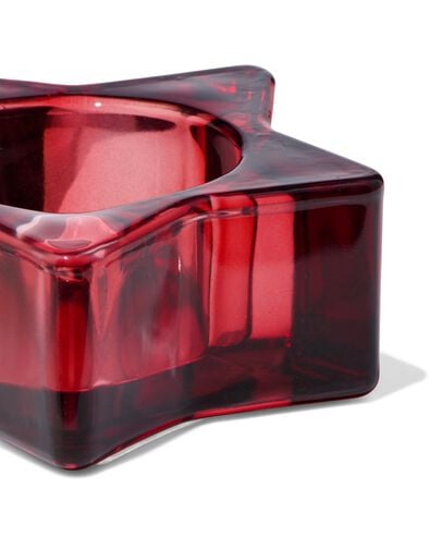 Teelichthalter, 7,2 × 2,4 × 7,2 cm, Glas, Stern, rot - 25100250 - HEMA
